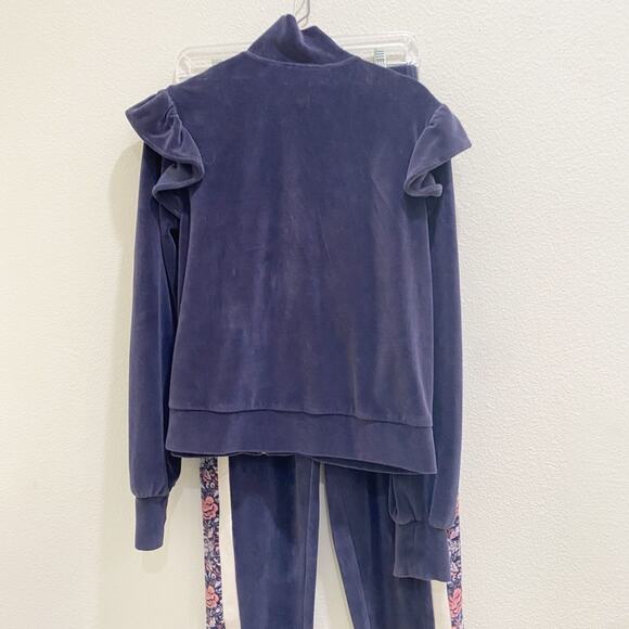 Rebecca Taylor La vie Ruffle Velour Purple Tracksuit size small - Picture 6 of 7